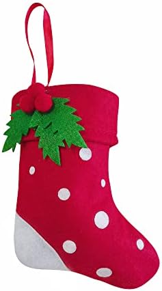 Mini Felt Božićne čarape, 12pcs nosači za poklon kartice, rasuti tretmani za susjede susjedi dječji mačke psi, mali rustikalni crveni ukrasi Xmas
