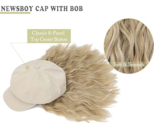 Qlenkay Newsboy kapa sa Bob ekstenzijama za kosu kratka kovrčava valovita perika šešir 8 panelna