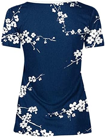 Plus veličine za žene modna cvjetna tiskana majica za tih kratkih rukava V izrez Henley Thirt dugme Tunic TOP bluze