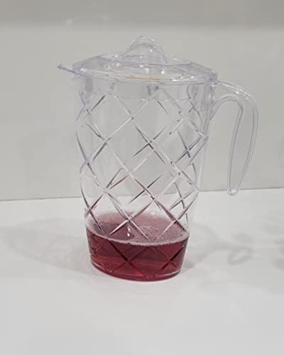 Akrilni plastični bacač sa poklopcem i izljev - reljefni dijamantni stil BPA - za ledeni čaj, sangriju,