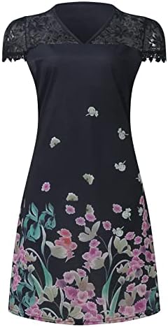 Zefotim haljine za žene 2023 Flora kratkih rukava Mini majica Haljina modna Ležerna ljetna plaža Poklopac