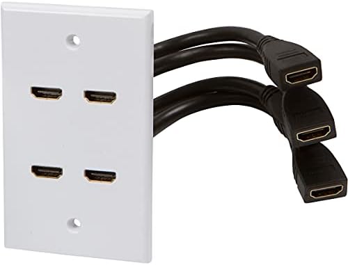 Kupčeva tačka 4 port HDMI zidna ploča [ul popisa] sa 6-inčnim pigtails ugrađenim fleksibilnim visokim hdmi kabelom sa Ethernetom sa jednim bandom Uređaj za nosače niskog napona