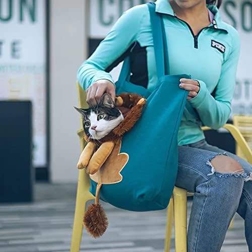 Slatka Platnena torba za rame za kućne ljubimce u obliku lava, prijenosne mačke mala Platnena torba za kućne ljubimce za male pse i mačke, plava