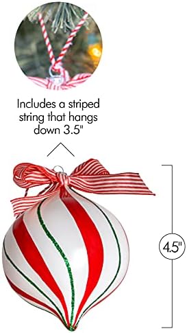 Ornativity pepermint Candy Ornament Set - Božić Candy Cane Shatterproof Candy Balls viseći ukrasi za unutrašnju ili vanjsku jelku - 1 desetak