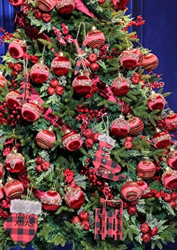 Heejoonay božićno drvo ukrasi，Božić Buffalo karirani ukrasi, božićno drvo ukrasi seoska kuća Božić