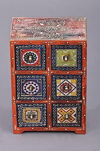 11 ručno obojene ukrašene kutije sa keramičkim pločicama / Mango Drvo / ručno rađeno / proizvedeno u Indiji-MANGO