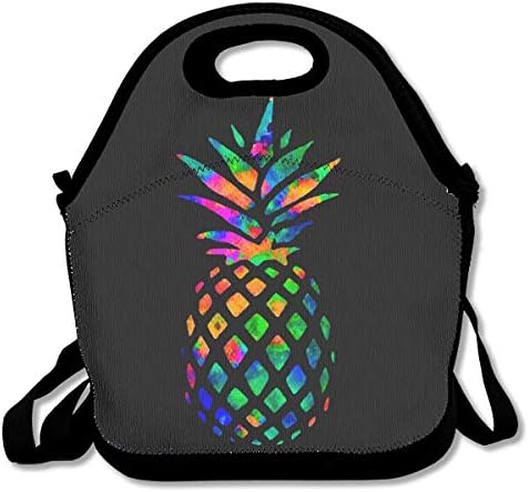 SARA NELL neopren šarena torba za ručak od ananasa izolirana ljetna voćna duga ananas ruksak za ručak