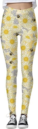 Pčelinji rođendan trčanje Yoga helanke za žene Tajice visokog struka cvjetne slatke pčelinje meke brušene