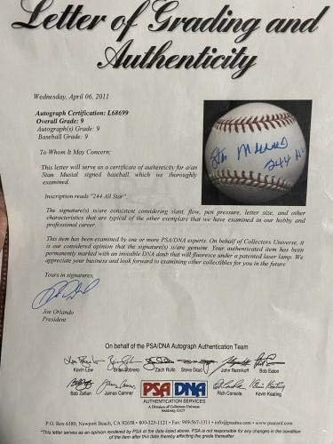 Stan Musial 24x All Star potpisan bejzbol PSA / DNK - autogramirani bejzbol