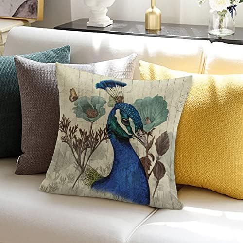 Elegantni plavni paunski slikanje bacač jastuk vodkolor paunski dekor jastuk jastuk jastuk poklopac ukrasni jastučnica