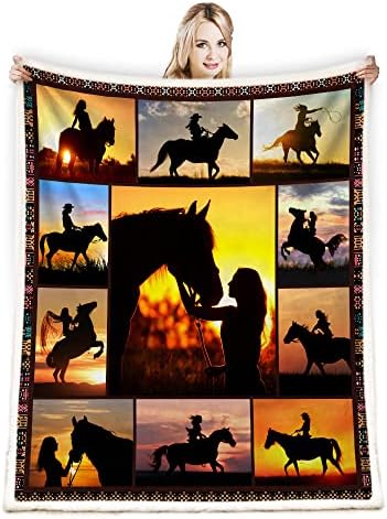 Juirnost konja pokrivač konjski poklon za konjskog ljubitelja konja bacanje pokrivač pokriva za djevojke ugodne toplom udobnom fluffnom pokrivaču za krevet kauč Dnevni boravak Dekor 50 x60 western konjski pokrivač