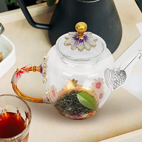 Cabilock Terrarium stakleni čajni kolač Glass Teapot Clear Stovetop Čajnik za čaj Clooming Loose list