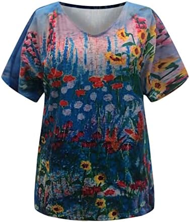 Ženski kratki rukav Top ljeto jesen 2023 odjeća trendy pamuk V izrez Graphic casual top košulja