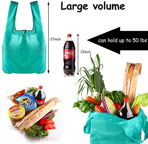 BURVAGY torbe za višekratnu upotrebu torbe za kupovinu sklopive 15 pakovanja Ripstop 50LBS XLarge sklopive torbe sa torbicom poklon torbe vodootporne ekološke praktične