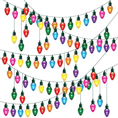 72 komada Light Banner šarene sijalice izrezi sa 120 komada uklonjivih tačaka ljepila i tamnozelenim kanapom za božićni dekor industrijski šik stil učionica rođendanski dekor