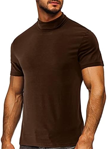 Maiyifu-GJ mens mock tortleneck džemper kratki rukav čvrste boje lagane majice Osnovni tanki fit