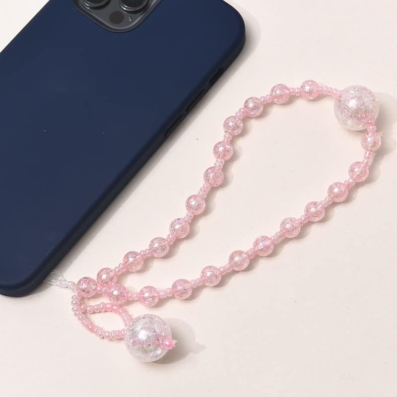 LEPSJGC žene djevojke akrilni lanac za mobilni telefon sa perlama za zaštitu od gubitka trake za mobilni