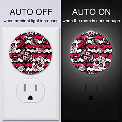 2 paket Plug-in Nightlight LED noćno svjetlo uzorak cvjetnih Lobanja smiješan sa senzorom od