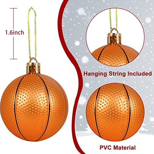 TURNMEON 6 paket Košarka Božić Ball ukrasi Božić dekoracije, 2.36 inčni Shatterproof Božić Tree