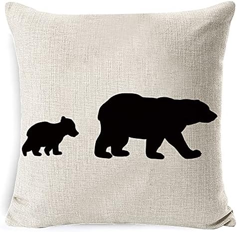 Powhome medvjed jastuk, crni jastuk za bacanje jastuka, medvjedi jastuk poklopac kućnog ukrasnog jastuka Poklopac medvjeda jastuk 18 x 18 inčni set od 4