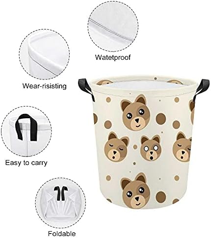 Colourlife Vodootporna platna rublje košara košara medvjeda lica sklopiva igračka odjeća za pohranu kante s ručkama s ručkama