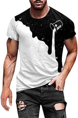 T majice za muškarce Ljeto kratki rukav Pulover okruglih vrata T-majica 3D boja blokada ispisa