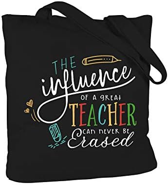 ELEGANTPARK Teacher Tote Bag Tumbler Set od 2 poklona za zahvalnost nastavnika za poklone nastavnika šolja nastavnika Hvala vam diplomski pokloni učenika torba nastavnika i torba sa džepnim platnom Crnom