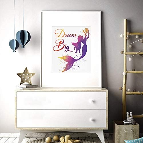 SUUURA-oo Mermaid Dream velike inspirativne riječi akvarel marine life Art Print Set od 4 , umjetnički