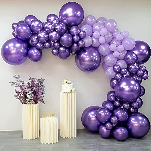 115pcs Metalni ljubičasti baloni 18.12.2. Inčni baloni Garland Kit ljubičasti Chrome Baloni za rođendan