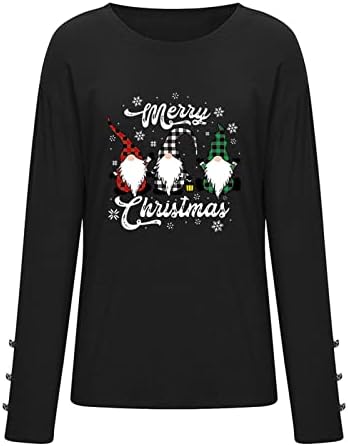 Ružni božićni džemper za žene 2022 Dressy Funny Dukserice Crewneck Tunic Top Dugme Slatka GNOME