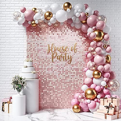 HOUSE of PARTY Rose Gold Shimmer zid pozadina - 24 ploče Round Sequin Shimmer pozadina za rođendan dekoracije | Matura, vjenčanje & Bachelorette potrepštine