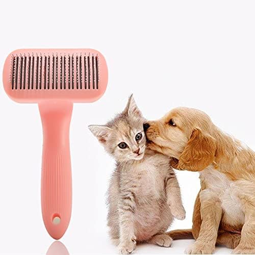 Češalj za uklanjanje dlaka za kućne ljubimce-za pse, mačke & kućne ljubimce sa kratkom, dugom dlakom, funkcijom čišćenja jednim klikom, lagano uklanja labavu poddlaku alat za pse mačke štene zec(pink square)