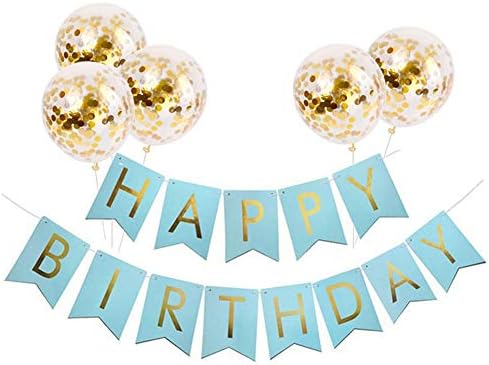 Telpet plavi broj 8 Balon + Balner za sretan rođendan sa 5 kom zlato konfeta balona, ​​sretan