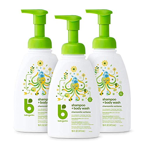 Babyganics Baby šampon + bočica pumpe za pranje tijela, Verbena od kamilice, nealergijska i bez suza, 16 Fl oz, pakovanje može varirati