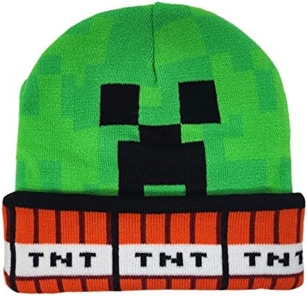 Minecraft Creeper TNT blokira Beanie Hat za dječake Crveno zeleno