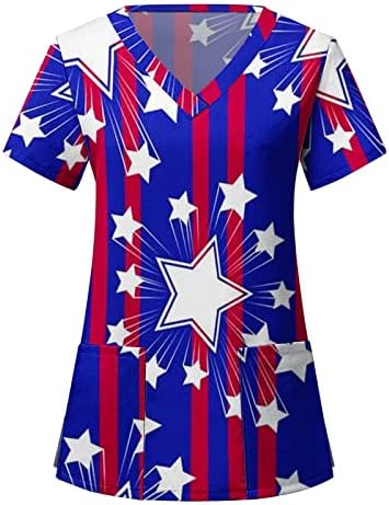 Fragarn Američka zastava Ispiši sestrinske vrhove za žene 4. srpnja Košulja Plus veličine casual