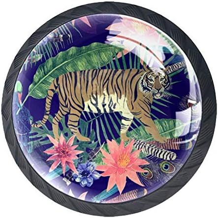 Idealiy Vintage akvarel Tigrova krava egzotično paunovo perje ostavlja Cvjetacabinet Kvake za kvake na vratima