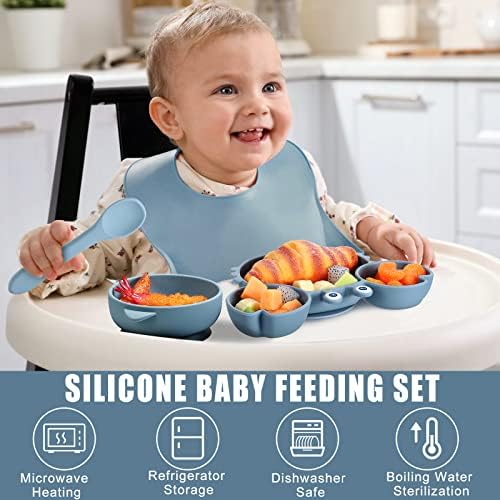 15 kom Baby Led potrepštine za odvikavanje, Silikonski set za hranjenje beba sa podijeljenom pločom u obliku