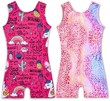 rainbowsnow paket Hotpink jednorog gimnastika triko za djevojčice mala djeca Pink Cheetah Gym Biketard veličina 6-7 godina