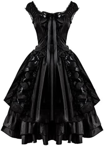 Noć vještica seksi kostimi za žene Vintage Slim Gothic Classic Crno slojeviti čipka u Goth Lolita