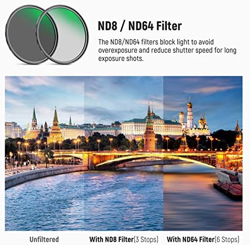 NEEWER 49mm komplet filtera za sočiva ND8 ND64 CPL Set filtera, neutralna gustina+komplet filtera kružnog polarizatora sa 30 slojeva Nano premaza / HD optičko staklo/Vodoodbojno/otporno na ogrebotine/Ultra tanka / Filterska torba