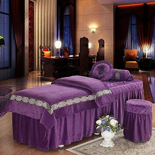 Plišani Beauty masažni stolovi, baršunasti 4-dijelni prekrivač kreveta u evropskom stilu sa rupom za odmor za Spa masažni stol-c 70x185cm