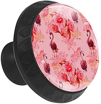 12 komada ručno oslikano Flamingo cvijeće crveno staklo dugmad za Komode, 1,37 x 1,10 u okruglom kuhinjskom