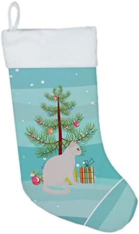 Caroline's bysures CK4756CS Burmilla 2 Mačka Sretan božićni božićni čarapa, kamin Viseći čarape Božićna