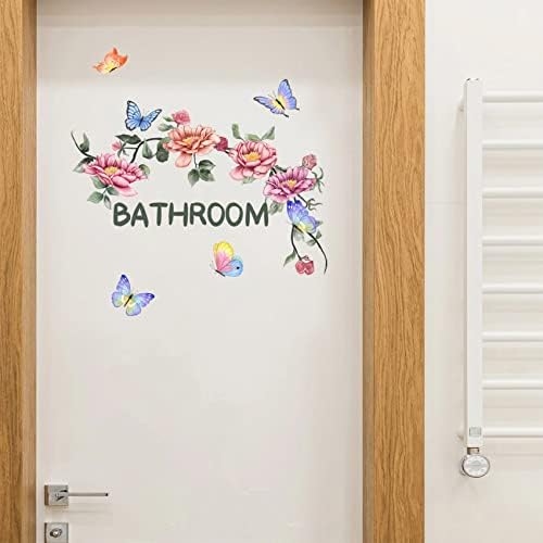 Peony Roses naljepnice za zidne naljepnice za kupatilo dekor, akvarel cvijeće Lily Daisy Butterfly