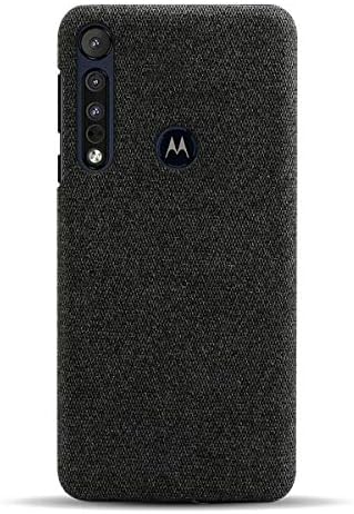 Lusehng futrola za Motorola One Macro, jednobojni platneni poklopac pametnog telefona za Motorola One Macro, tanka Duaable lagana-Crna