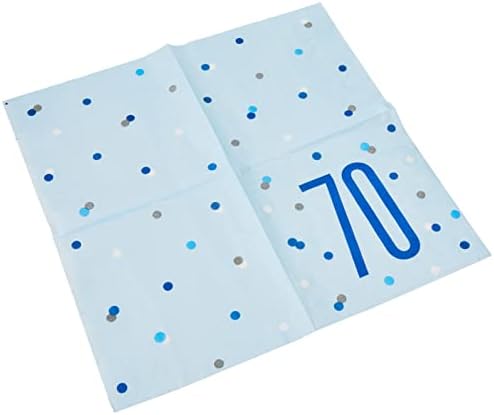 Jedinstvena 83561 plava polka tačkica 70. rođendan ručak salvete za jednokratnu upotrebu | 16 kom, 70 godina