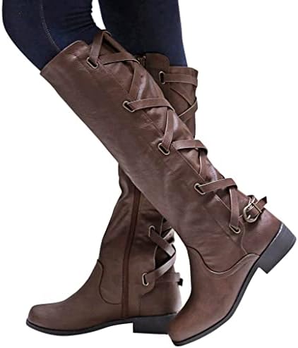 HCJKDU ženske koljena High Boots niske pete Tenis cipele Tegovačke cipele Wide Calf čizme čizme