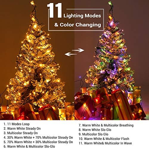 Brizled 200 LED promjena boje Chrstmas Svjetla + 100kom zlatne božićne kuglice za božićno drvce Garland