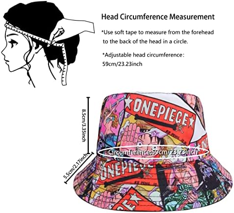 Roffatide Anime Unisex Pakirajte kašiku Graffiti Štampani ribolovni šešir Reverzibilna dvostruka bočna